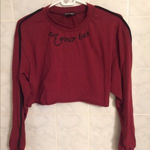 "Not Your Bae" Cropped Long-Sleeve